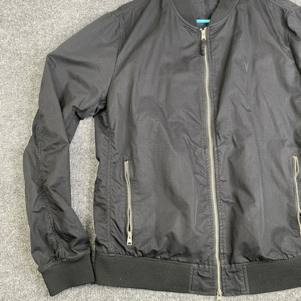 AllSaints Bassett Bomber Jacket Mens Medium Black Full Zip MJ006R Lightweight - Picture 2 of 10